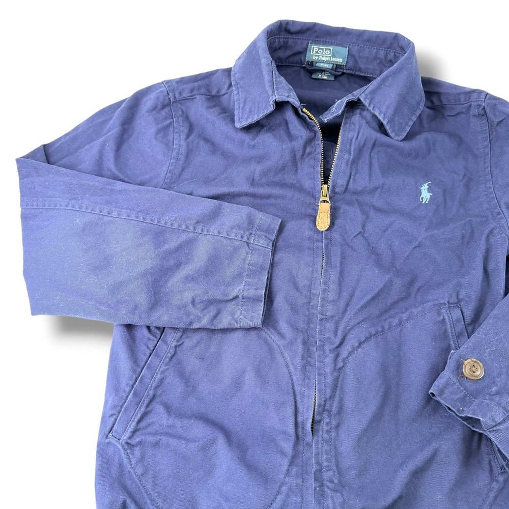 Polo Ralph Lauren Boys Sz. 8 Navy Cotton Twill Harrington Jacket Preppy Full Zip